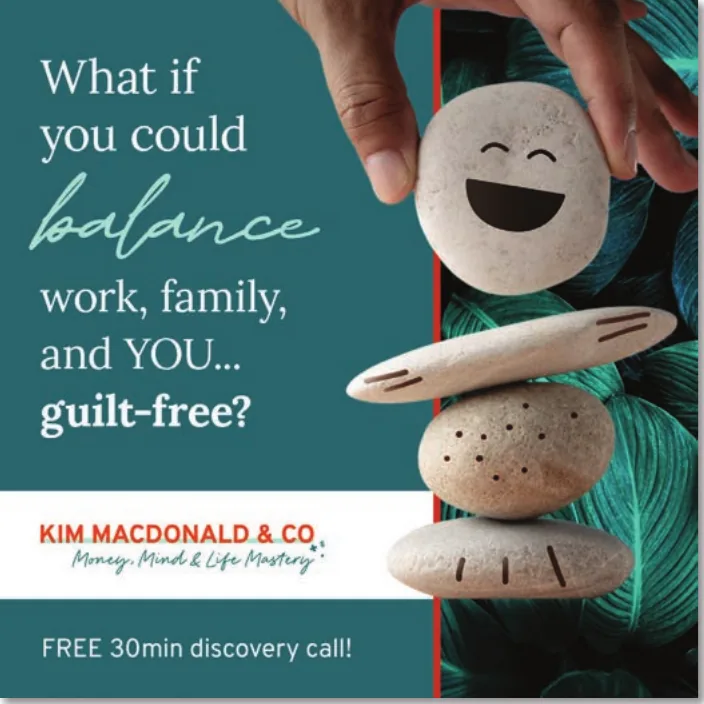 Life coaching ad: balance work, family and you, guilt-free