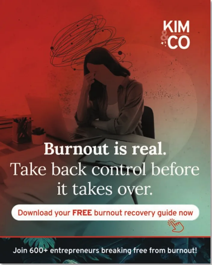 Entrepreneur coaching ad: burnout is real, take back control