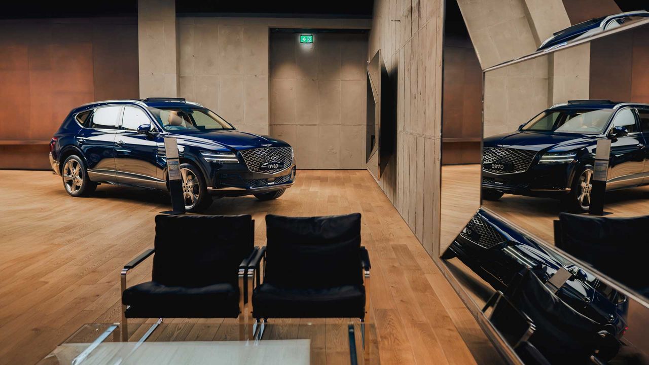 Showroom waiting area photographed on site