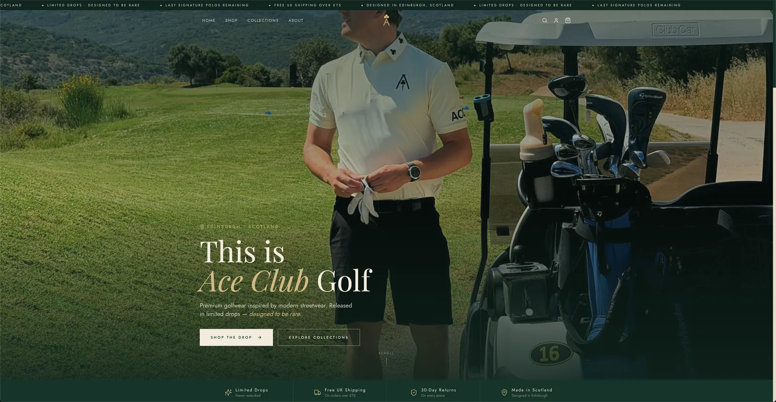 Ace Club Golf storefront hero
