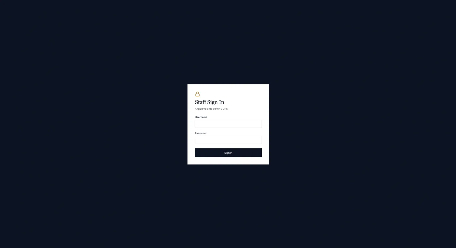 Staff sign-in screen for the clinic&rsquo;s admin and CRM