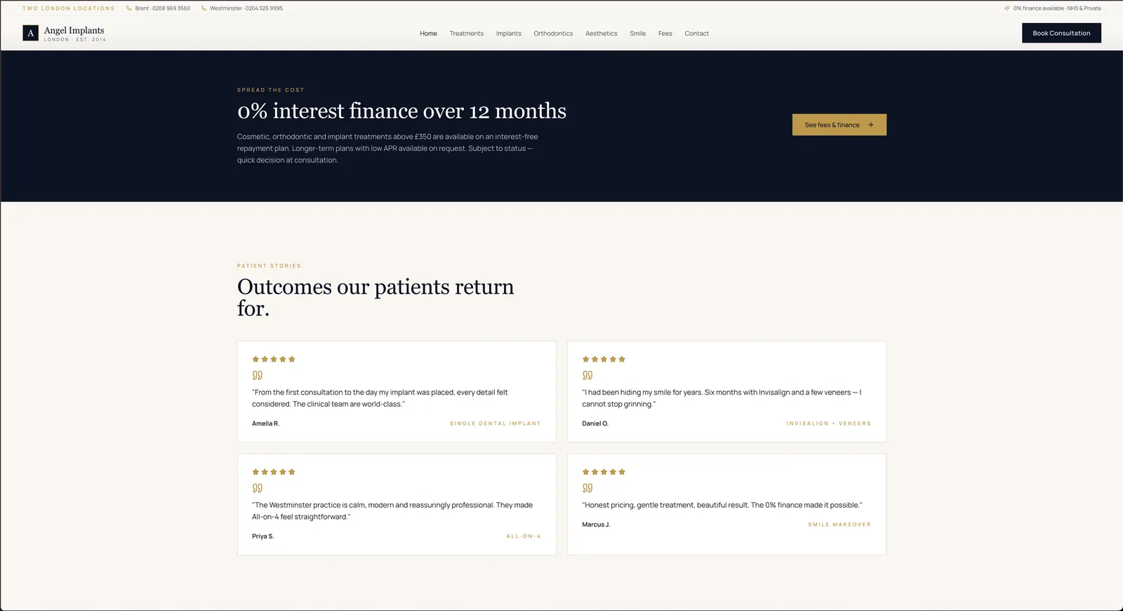 Finance options and customer reviews