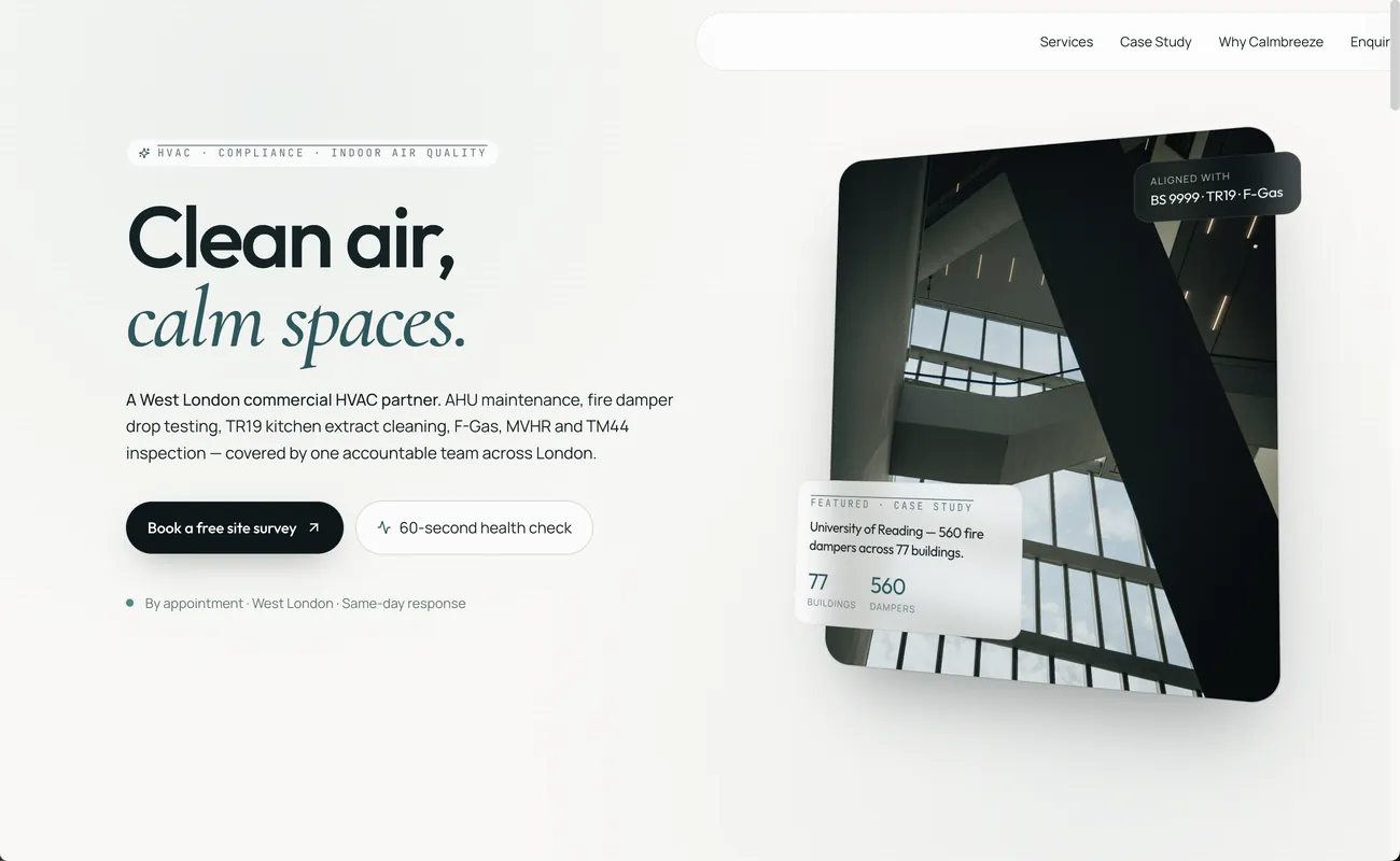 Design direction: calm, serif, editorial route for the same brand