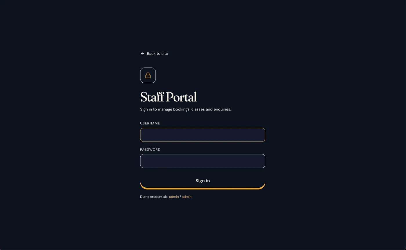 Staff portal sign-in screen